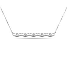 Diamond 1/20 ct tw Bar Necklace in 10K White Gold
