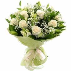 White Roses and Lily Bouquet