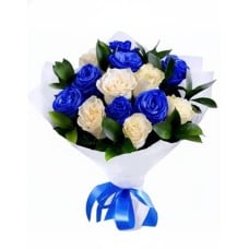 13 white Blue Roses Bouquet