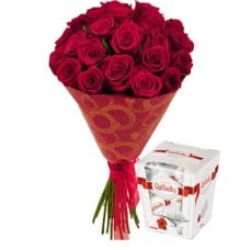 25 Red roses + Raffaello