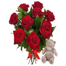 9 Red Roses + Tedy
