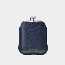 Hip Flask & Pebbled Leather Pouch 5oz