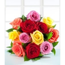 12 Colored Roses -Bouquet