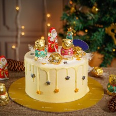 Lindt Gold Winter Wonderland White Chocolate Drip Ribbon Cake