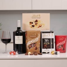 Deliciously Chocolatey Lindt Chocolate Gift Box with Red Wine
