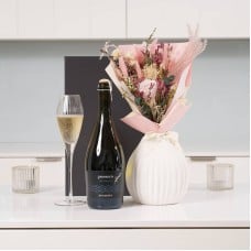 Pink Everblooms Bouquet & Prosecco Gift