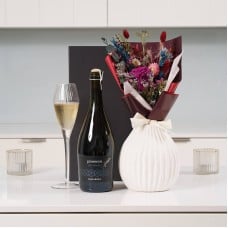 Plum Everblooms Bouquet & Prosecco Gift
