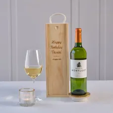 Happy Birthday White Wine in Personalised Wooden Gift Box