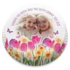 Tulips and Daffodils Photo Cake (Letterbox gift cake(serves 2-4))