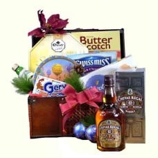 Chivas Regal, Fresh Juices and assorted snacks in a keepsake Treasure Chest
