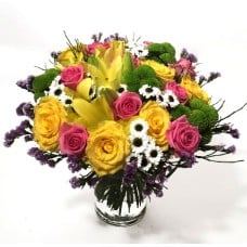 Bright feelings- Yellow, pink and green lilys and roses (Classic)