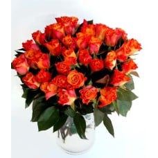 Bamboo with orange roses (30 Roses)