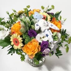Bouquet for Baby Boy with Toy Rabbit (Premium)