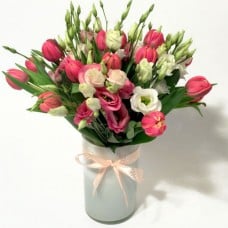 Cheerful Bouquet- tulips and lisianthus (Premium)