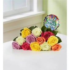 Get Well Assorted Roses: 12-24 Stems (12 Stems Bouquet Only)