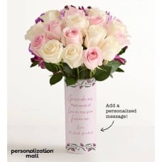 A Grandma's Love Grows Forever Bouquet with Personalized Vase (with One Dozen Assorted Roses)