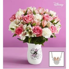Disney Minnie Mouse Vase with Cherished Blooms Bouquet (Double Bouquet with Minnie Mouse Vase)
