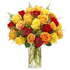 Sunlit Fall Rose Bouquet (12 Roses)