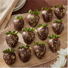 23K Gold Belgian Dark Chocolate Covered Strawberries