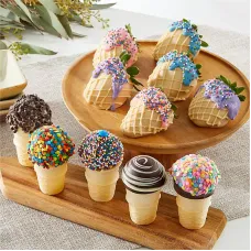 Belgian Chocolate Covered Strawberries and Ice Cream Cone Cake Pops Combo