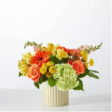Autumn Sunshine Bouquet with Ivory Vase