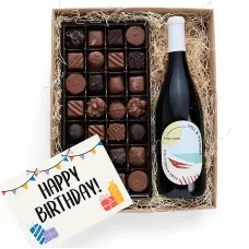 Happy Birthday! Gourmet Chocolates & Wine Gift