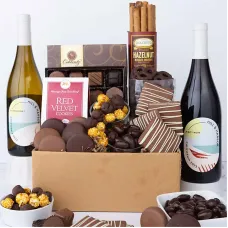 Deluxe Sweet Treats Chocolate Gift Box with Wine