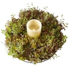Living Succulent Wreath & Ivory Candle