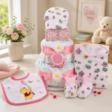 Sweet Baby Girl Diaper Cake Gift Basket