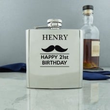 Personalised Moustache Conventional Hip Flask