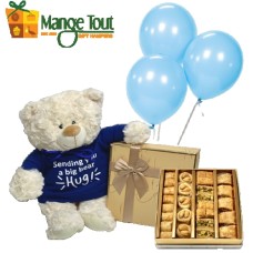 Arabic Sweets, Blue Hoodie Teddy and Balloons