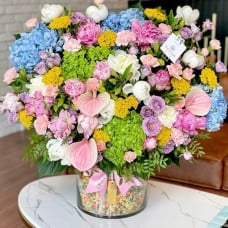 Colorful Hydrangea & Peonies Flower Arrangement (Small)