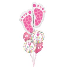 Giant Newborn Baby Girl Footsteps Balloon Bouquet