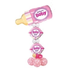 Welcome Baby Girl Balloon Stand