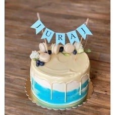 Fresh Berries With Light Blue And Vanilla Cake