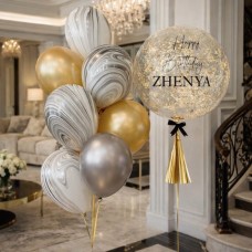 Personalised Bubble Balloon with Confetti & 6 Latex