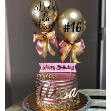 Personalized Birthday Pink Cake With Mini Balloons (Half KG)