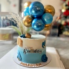 Blue & Gold Balloon Cake