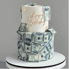 Dollars White 2 Tier Cake