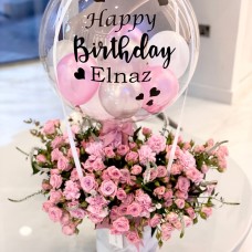 Personalised Bubble Balloon with Flowers (Small Size)