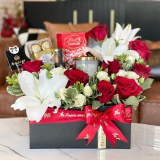 Red & White Candle,  & Flower Gift Box