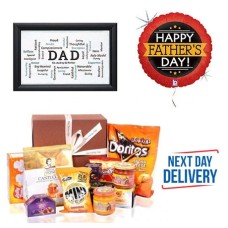 Father's Day Snack Gift Box, 'Dad' Picture Frame & Father's Day Balloon
