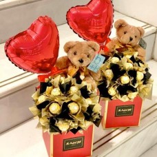 Ferrero Gift Box with Plush Teddy & Heart Balloon