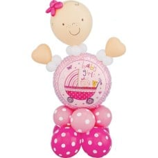Cute Baby Girl Pink Balloon Stand