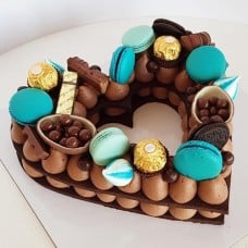 Blue Macarons & Ferrero Rocher Heart Cake For Him