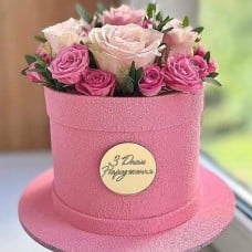 Pink Flower Chocolate Pot Cake