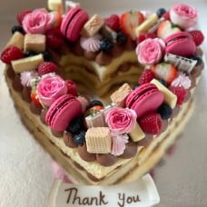 Pink Heart Macaron & Berry Cake