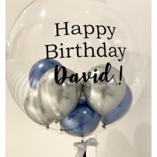 Personalised Bubble Balloon - Blue & Silver (20 inch bubble)