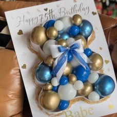 Large Balloon Shape Teddy Greeting Card - Blue