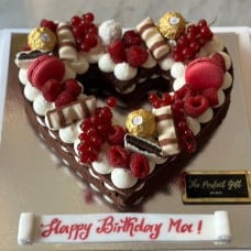 Birthday Chocolate & Roses Heart Cake